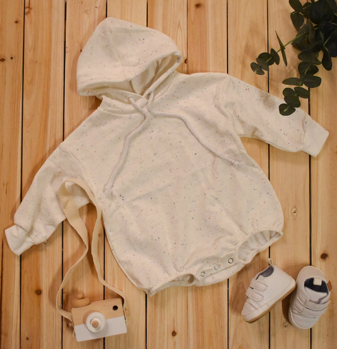 Asher Speckled Knit Romper Hoodie - Baby Panache